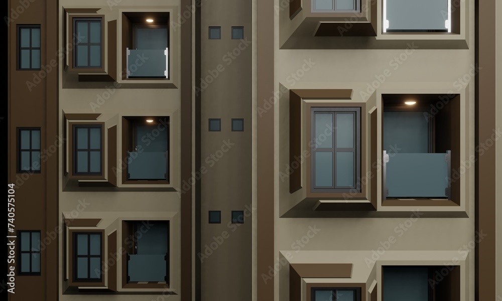 Fototapeta premium Close up front of window hotel render architecture wallpaper background