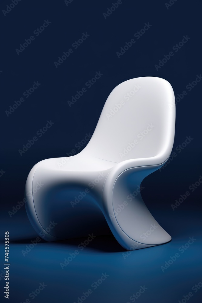 A simple white chair on a vibrant blue floor. Suitable for interior design concepts A simple white chair on a vibrant blue floor. Suitable for interior design concepts
