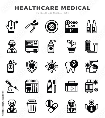 HEALTHCARE MEDICAL icons Pack. Lineal Fill icons set. HEALTHCARE MEDICAL collection set. Simple vector icons.