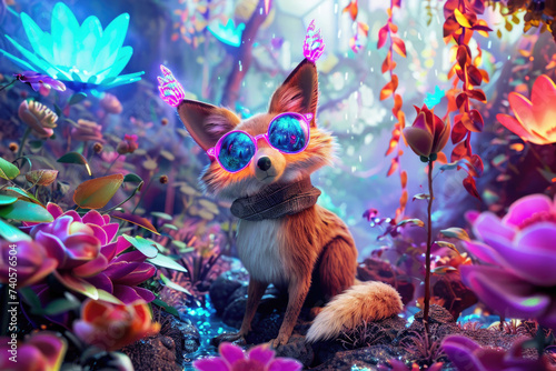 A playful, animated animal in a vibrant digital world