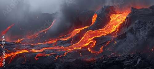 Dynamic elemental vortex mesmerizing swirling magma and crackling energy in fiery illumination