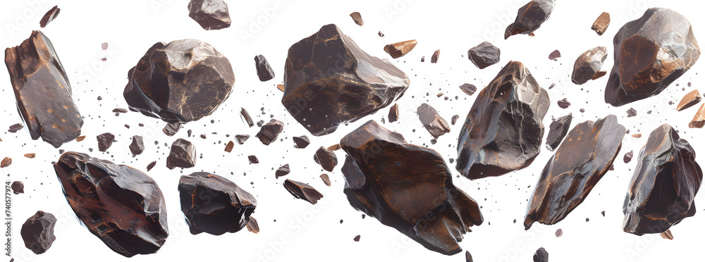 Massive Asteroids, Comet, meteor or meteorite isolated on white background - obrazy, fototapety, plakaty 