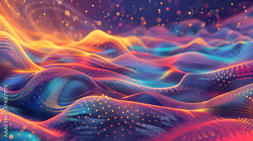 Colorful background with abstract shape glowing in ultraviolet spectrum  curvy neon lines  futuristic energy concept