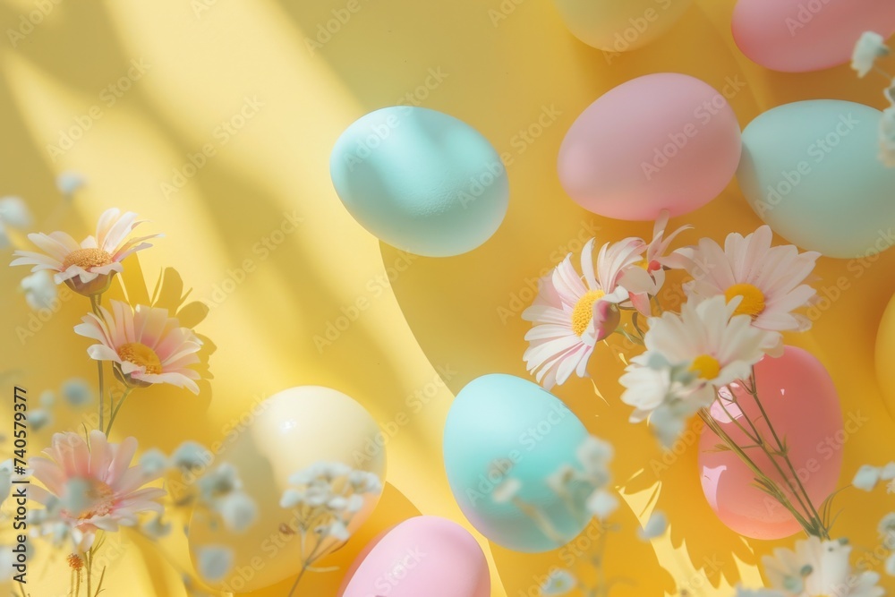Happy Easter Eggs Basket sustainable. Bunny hopping in flower Hidden surprise decoration. Adorable hare 3d Technicolor rabbit illustration. Holy week easter hunt Springtime card red marigold Happy Easter Eggs Basket sustainable. Bunny hopping in flower Hidden surprise decoration. Adorable hare 3d Technicolor rabbit illustration. Holy week easter hunt Springtime card red marigold