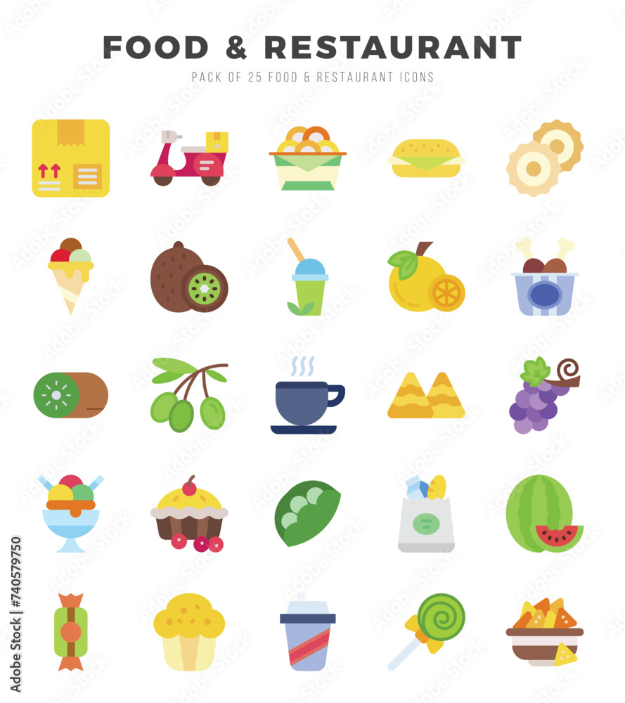 Food and Restaurant Icon Pack 25 Vector Symbols for Web Design. Food and Restaurant Icon Pack 25 Vector Symbols for Web Design.