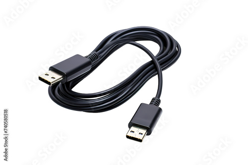 Black micro usb and usb type c isolated on PNG Background. Generative Ai.