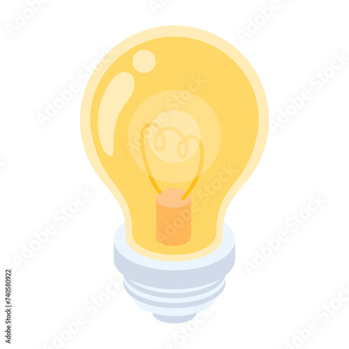 アイソメトリックで描いた電球のイラスト