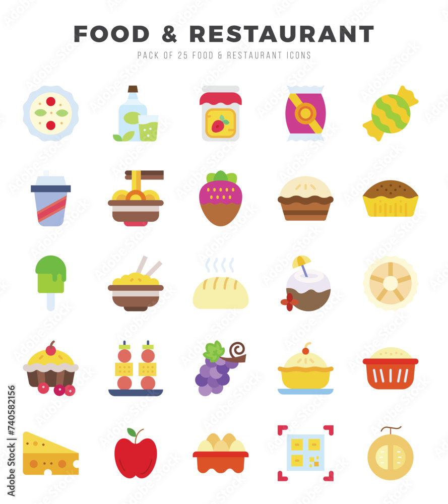 Set of Food and Restaurant icons. Vector Illustration.