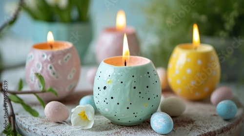 Handmade Easter Egg Candles in Pastel Colors
