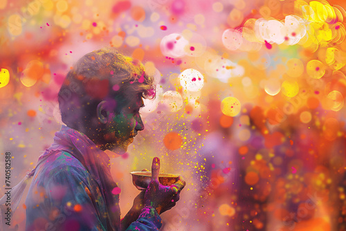 Holi or Festival of Colours: Colors of Celebration. Generative AI photo