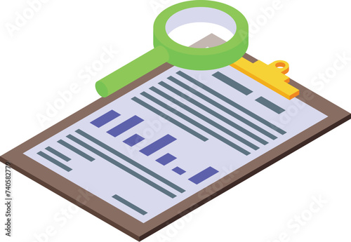 Treatment history clipboard icon isometric vector. Result digital. Case past