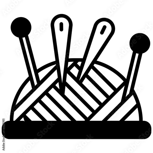 Needle quilting glyph and line vector illustration