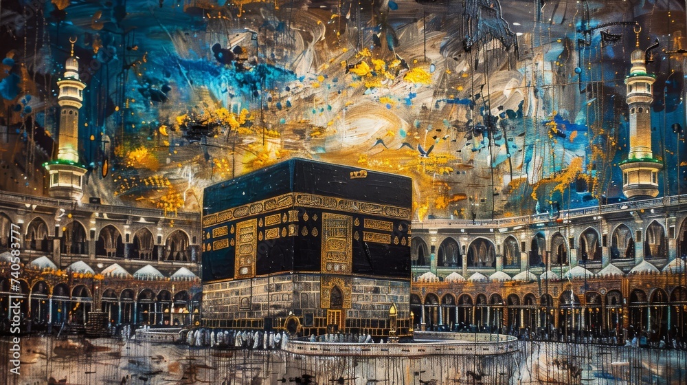 captivating artwork capturing the essence of the Kaaba