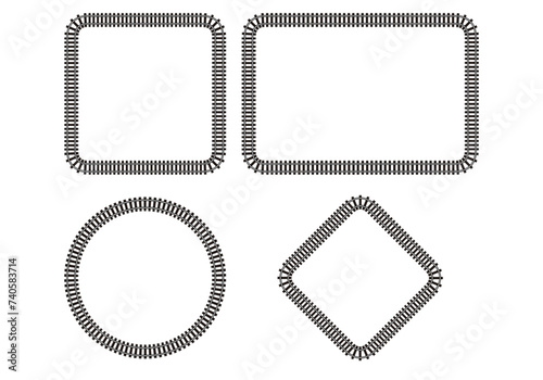 Hoja de icono de marco hecho con vías de trenes.