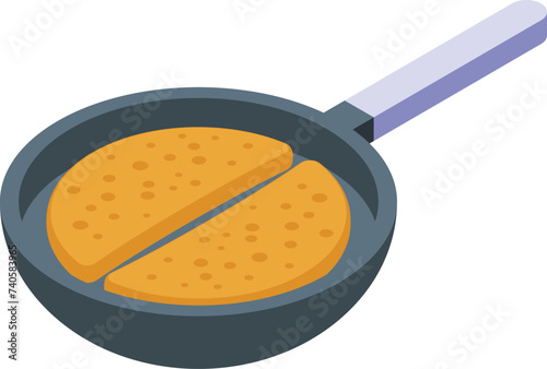 Quesadilla frying pan icon isometric vector. Meet healthy corn. Menu party