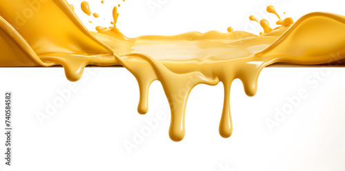 Tasty cheese is melting down isolated on a white background photo