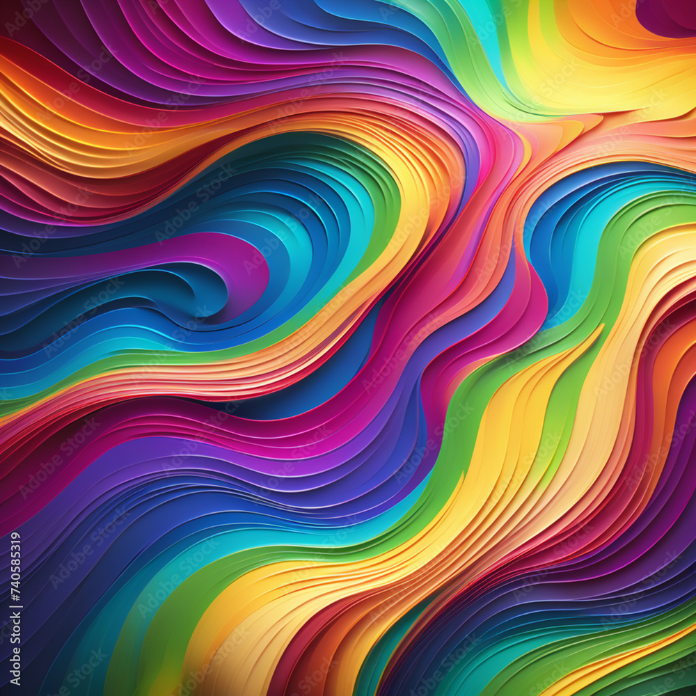 Abstract coloring background of the gradient with visual wave, twirl and lighting effects. Red, blue and yellow colors.
