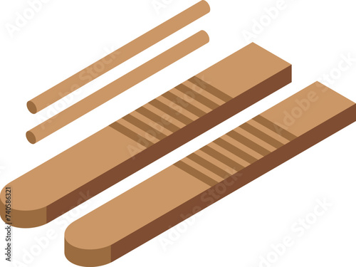 Wooden brazilian instrument icon isometric vector. Culture music. Martial art