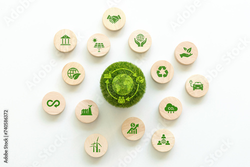 LCA-Life cycle assessment concept.A green ball with an LCA icon. environmental impact assessment related to product value chains. Business value chain and Growing sustainability.Circular economy photo