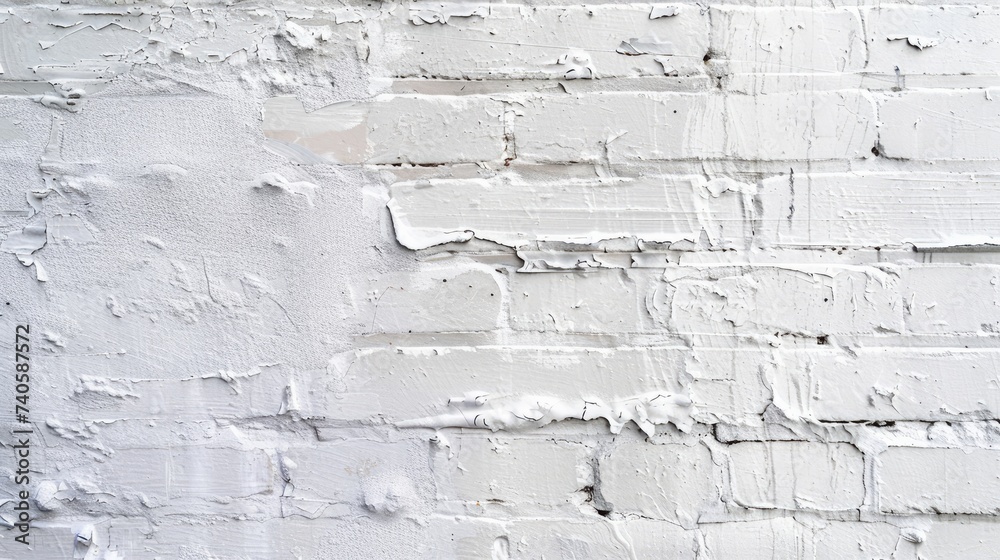 Fototapeta premium white paint stroke creating a copyspace on a textured cement block wall, embodying urban grunge aesthetics