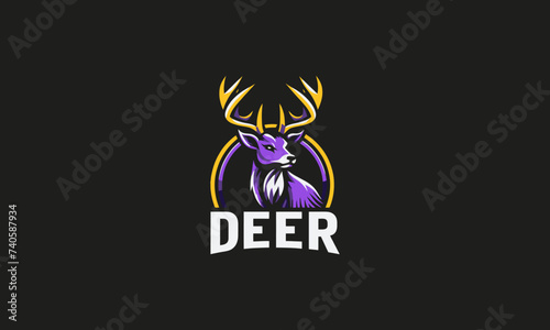 head deer logo design esport vector flat design template