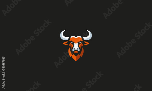head bull orange angry vector flat design