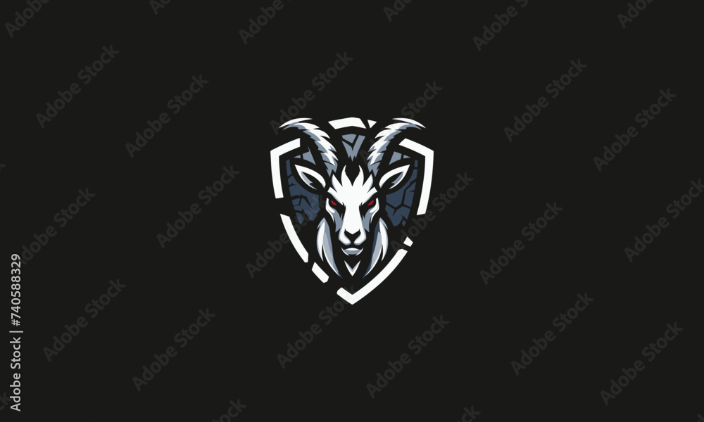 Obraz premium head goat with shield vector logo design