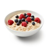 Bowl of oatmeal white background