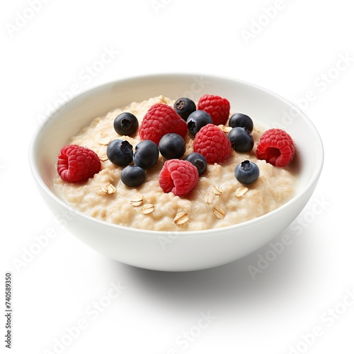 Bowl of oatmeal white background
