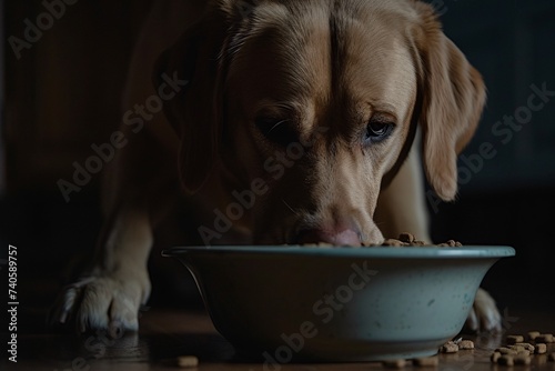 Labrador mangeant des granulés » IA générative