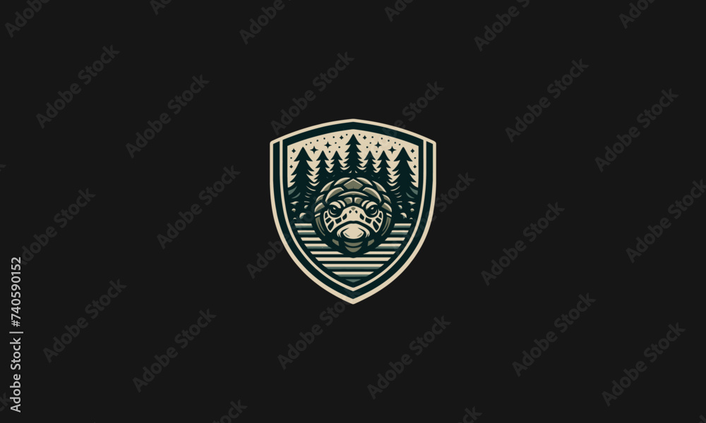 logo design of turtle on forest vector flat design logo design of turtle on forest vector flat design