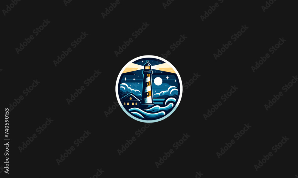 lighthouse on sea night vector illustration flat design lighthouse on sea night vector illustration flat design