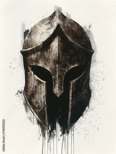 Illustration of Ancient Spartan Warrior Helmet