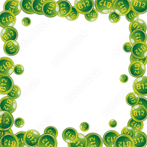 Vitamin B12 messy round pills.