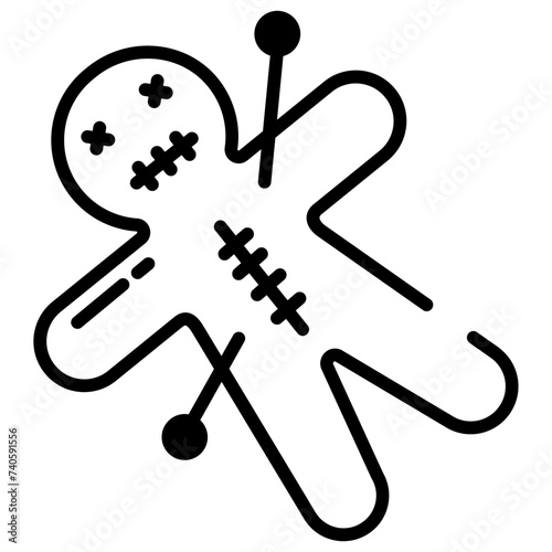 Voodoo glyph and line vector illustration