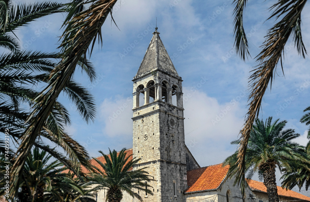 Church tower at Trogir Croatia. Former Joegoeslavia in the eighties. 