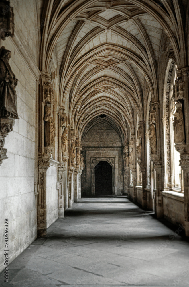 Interiors church of San juan de los reyes Toledo Spain. Eighties.
