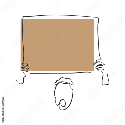 hand drawn line art vector of people holding placards. People power and protest concept. Freedom of Opinions. Raise Your voices and Address your concerns. Human Rights. Causes to fight for.