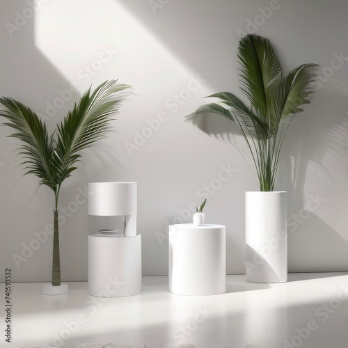 Bright room with Podium product showcase template 3d © aitricho