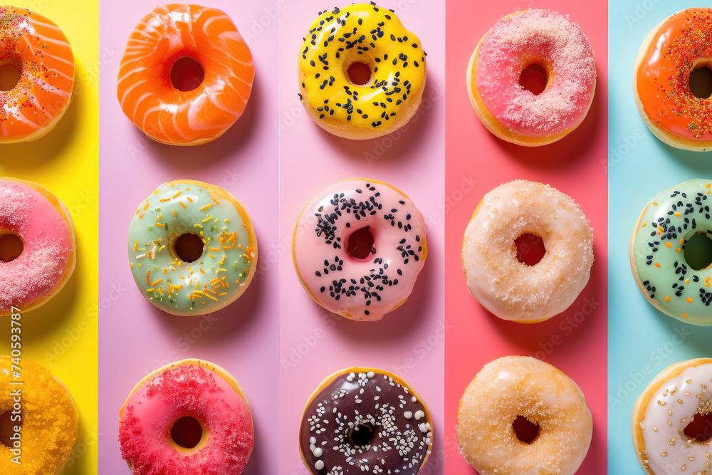 Trendy Sushi Donuts Arrangement., street food and haute cuisine Trendy Sushi Donuts Arrangement., street food and haute cuisine