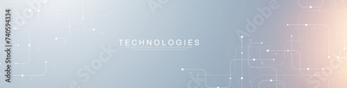 Abstract background with technology circuit board texture. Modern electronic motherboard texture. Engineering and communication concept for header, web banner, website, presentation.