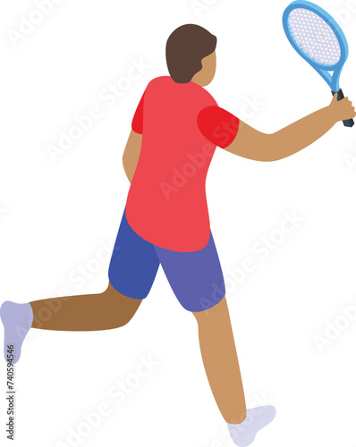 Running tennis player icon isometric vector. Sport fun. Play court game © ylivdesign