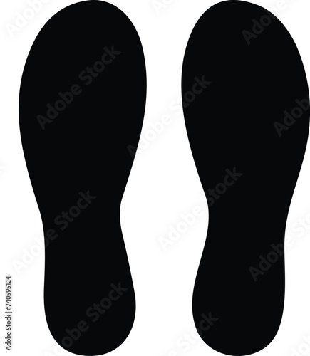 Footprint human silhouette vector. Shoe sole print. Foot print tread, boots, sneakers. Impression icon barefoot Footsteps man and person photo