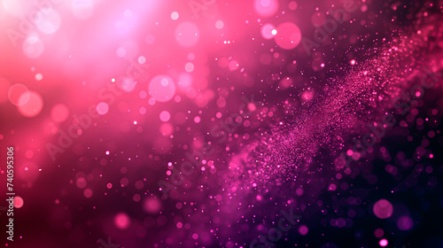 Abstract floating particles with pink and purple bokeh lights and with sparkling effect.