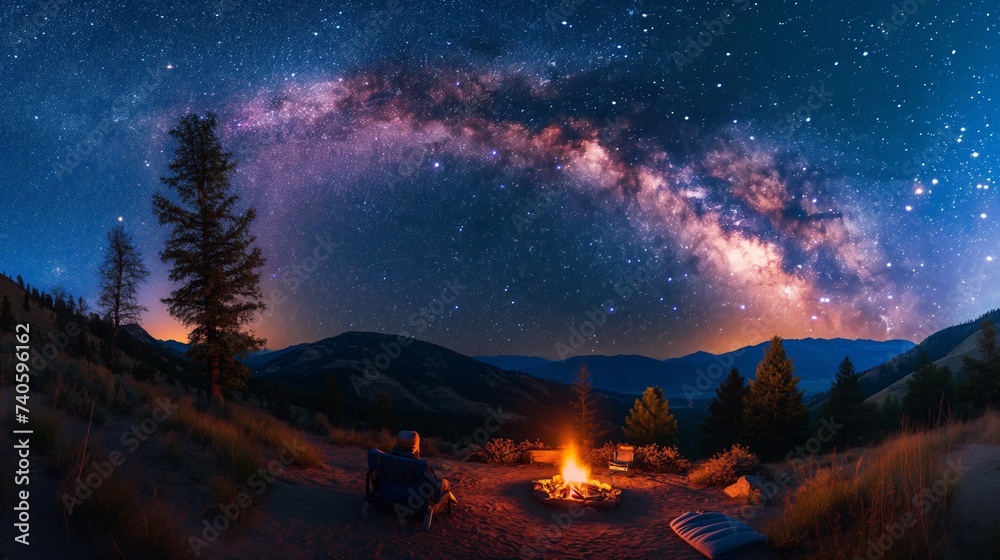 Night Sky with Milky Way over Camping Site