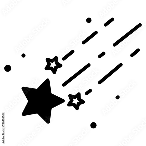 Shooting star glyph and line vector illustration