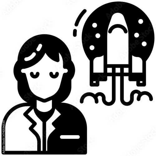 Woman Scientist glyph and line vector illustration