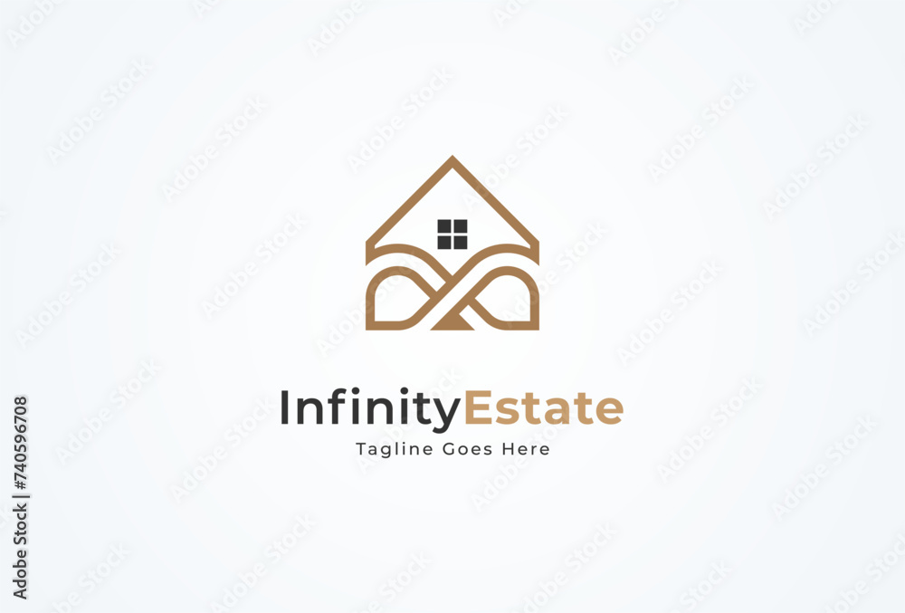 Real Estate Logo. building and infinity icon combination. suitable for Architecture Building apps logo design Real Estate Logo. building and infinity icon combination. suitable for Architecture Building apps logo design