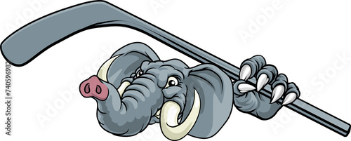 Elephant Ice Hockey Player Animal Sports Mascot photo