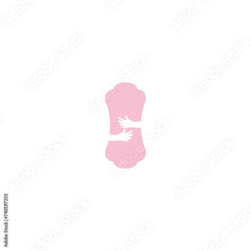 Logotype Menstruation and sanitary napkin icon isolated on white background